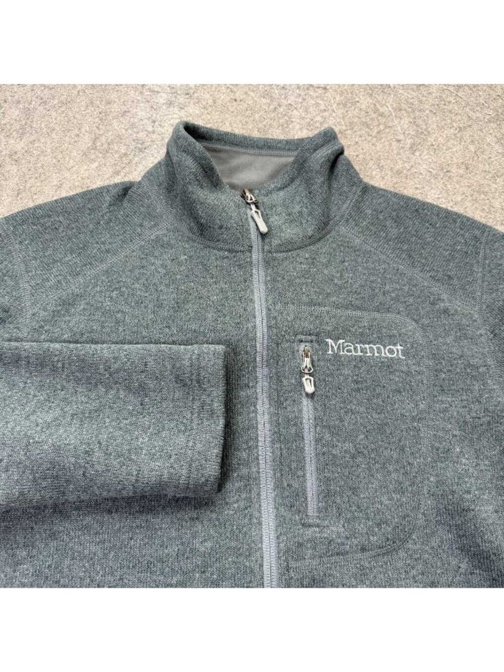 Marmot Fleece Jacket Men S Blue Full Zip Lined Mock Neck CC-499